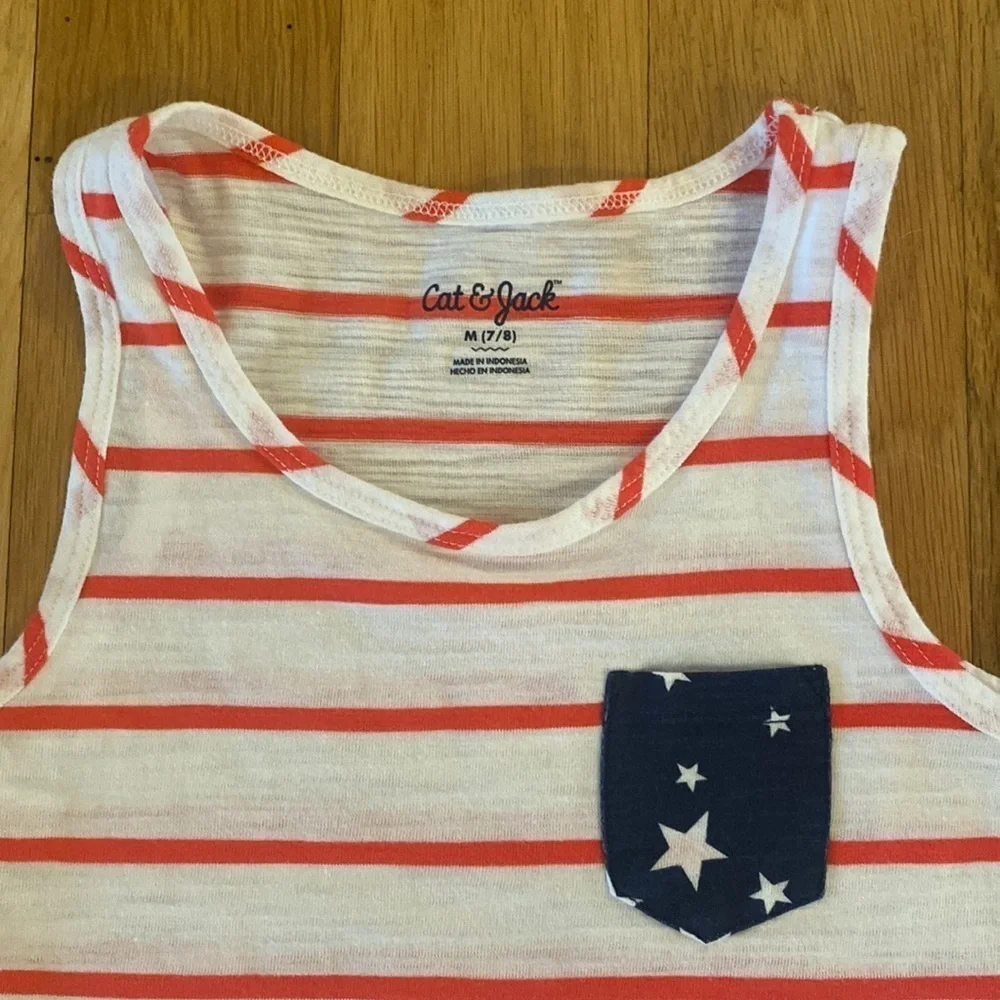 Cat & Jack Striped Red White & Blue Tank M (7/8)